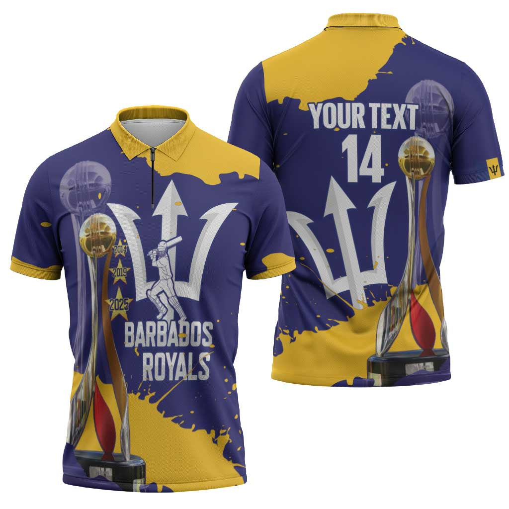 Barbados Royals Cricket Custom Zipper Polo Shirt 3rd Champions Trophy Proud - Blue - Wonder Print Shop