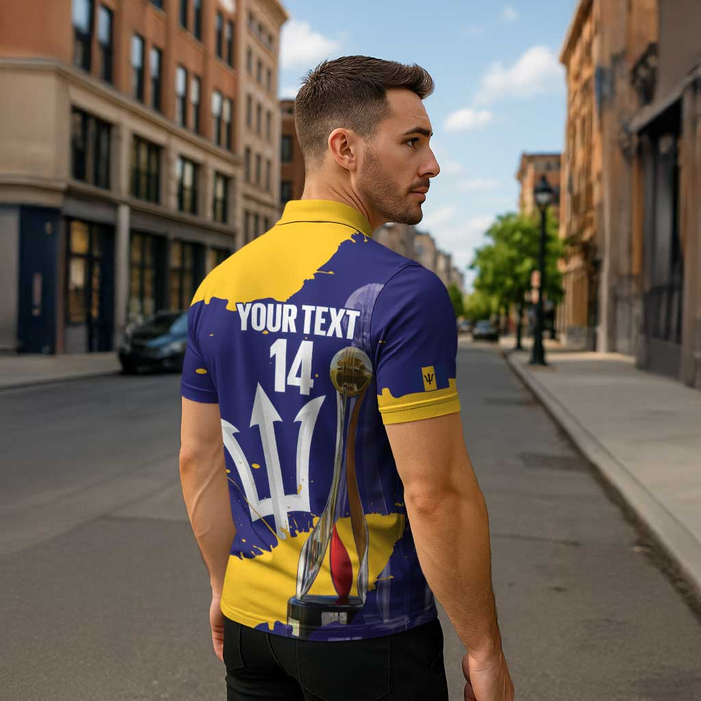 Barbados Royals Cricket Custom Zipper Polo Shirt 3rd Champions Trophy Proud - Blue - Wonder Print Shop