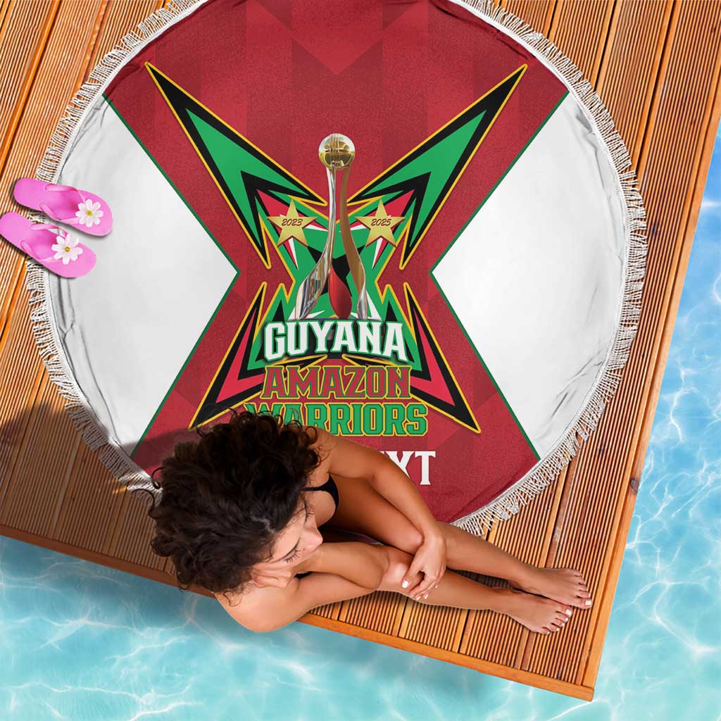 Amazon Warriors Guyana Cricket Custom Beach Blanket 2025 2nd Champions Proud - Wonder Print Shop