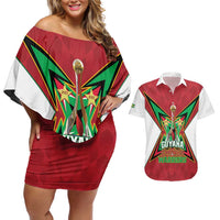 Amazon Warriors Guyana Cricket Custom Couples Matching Off Shoulder Short Dress and Hawaiian Shirt 2025 2nd Champions Proud - Wonder Print Shop