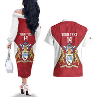 Amazon Warriors Guyana Cricket Custom Couples Matching Off The Shoulder Long Sleeve Dress and Hawaiian Shirt 2025 2nd Champions Proud - Wonder Print Shop