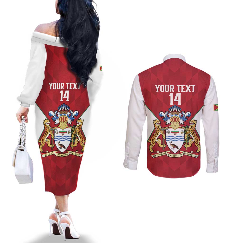 Amazon Warriors Guyana Cricket Custom Couples Matching Off The Shoulder Long Sleeve Dress and Long Sleeve Button Shirt 2025 2nd Champions Proud - Wonder Print Shop