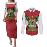 Amazon Warriors Guyana Cricket Custom Couples Matching Puletasi and Long Sleeve Button Shirt 2025 2nd Champions Proud - Wonder Print Shop