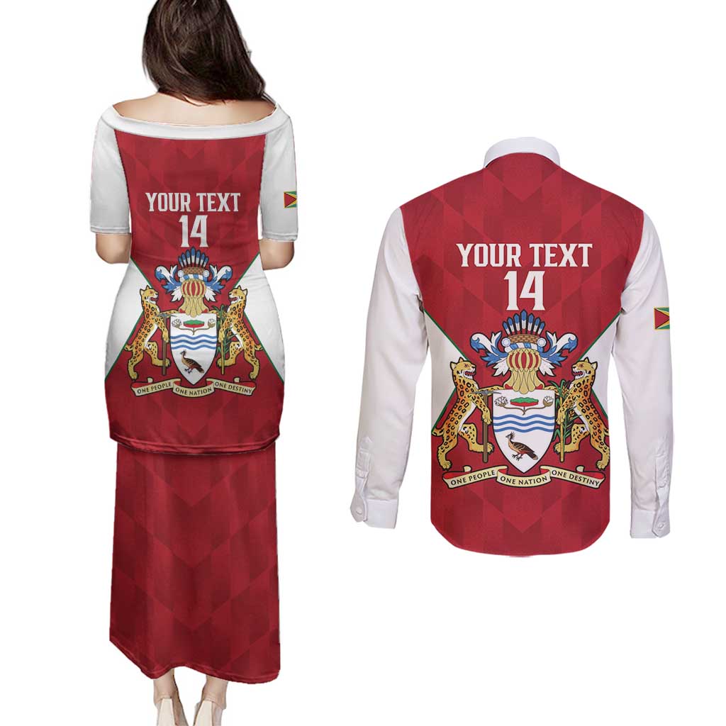 Amazon Warriors Guyana Cricket Custom Couples Matching Puletasi and Long Sleeve Button Shirt 2025 2nd Champions Proud - Wonder Print Shop