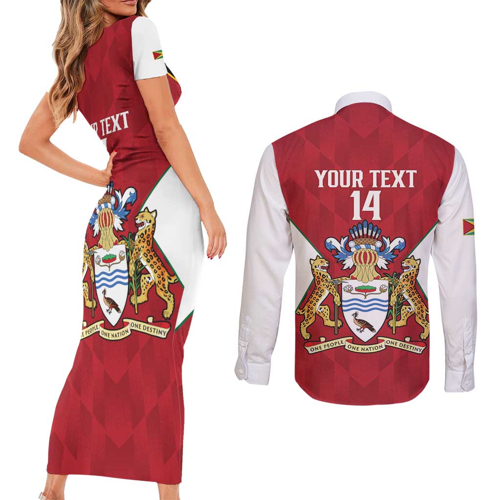 Amazon Warriors Guyana Cricket Custom Couples Matching Short Sleeve Bodycon Dress and Long Sleeve Button Shirt 2025 2nd Champions Proud - Wonder Print Shop