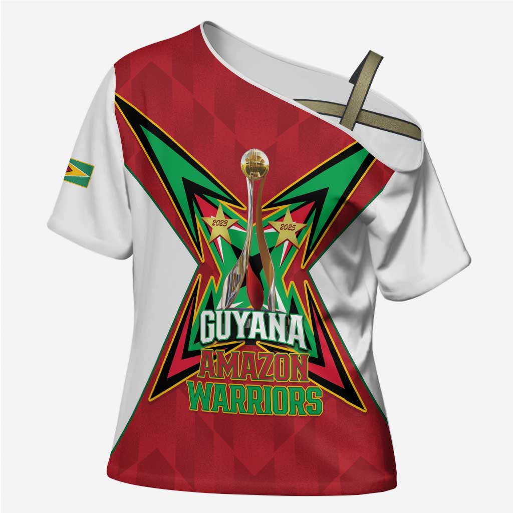 Amazon Warriors Guyana Cricket Custom Cross Shoulder Shirt 2025 2nd Champions Proud - Wonder Print Shop
