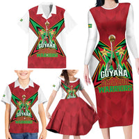 Amazon Warriors Guyana Cricket Custom Family Matching Long Sleeve Bodycon Dress and Hawaiian Shirt 2025 2nd Champions Proud - Wonder Print Shop