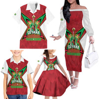 Amazon Warriors Guyana Cricket Custom Family Matching Off The Shoulder Long Sleeve Dress and Hawaiian Shirt 2025 2nd Champions Proud - Wonder Print Shop