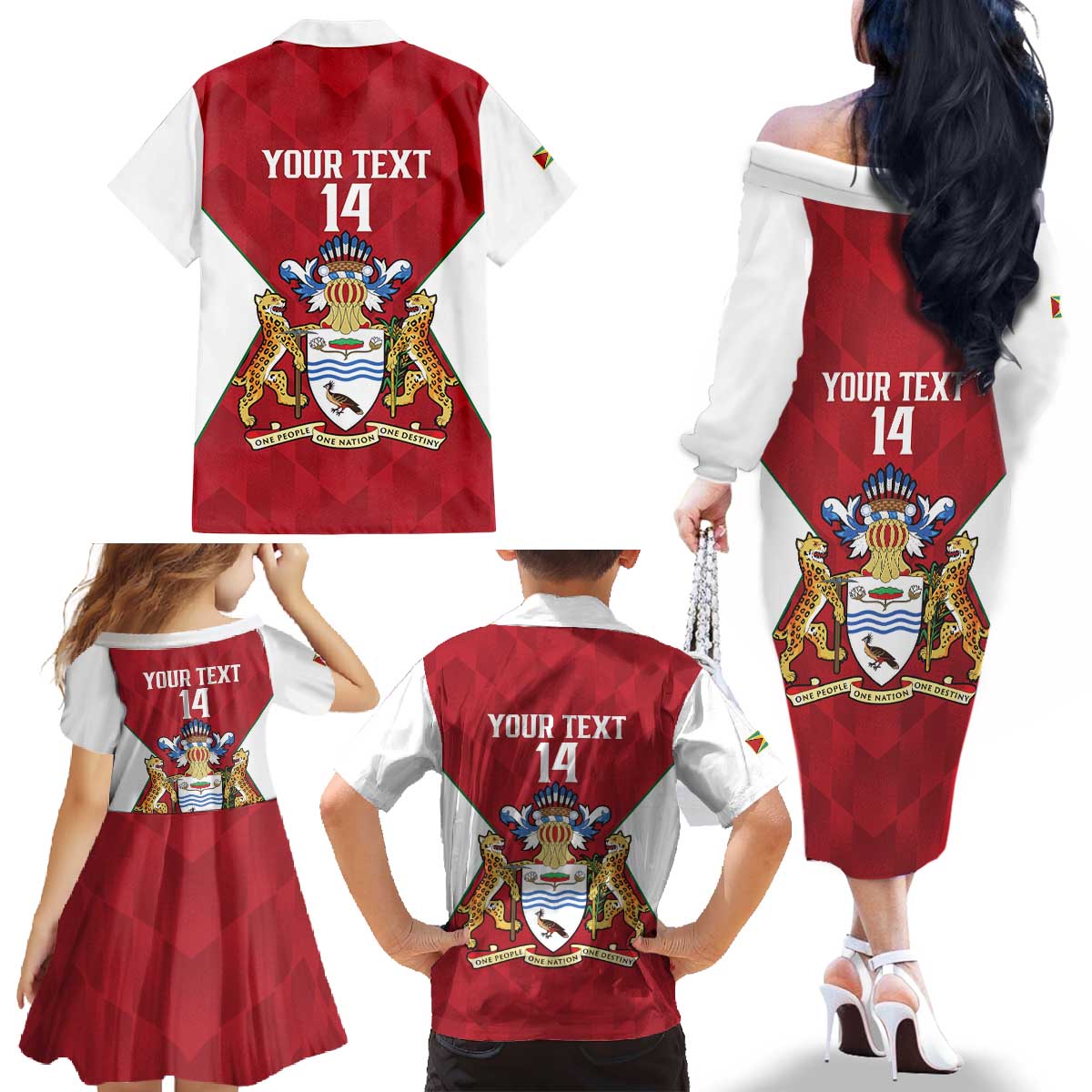 Amazon Warriors Guyana Cricket Custom Family Matching Off The Shoulder Long Sleeve Dress and Hawaiian Shirt 2025 2nd Champions Proud - Wonder Print Shop