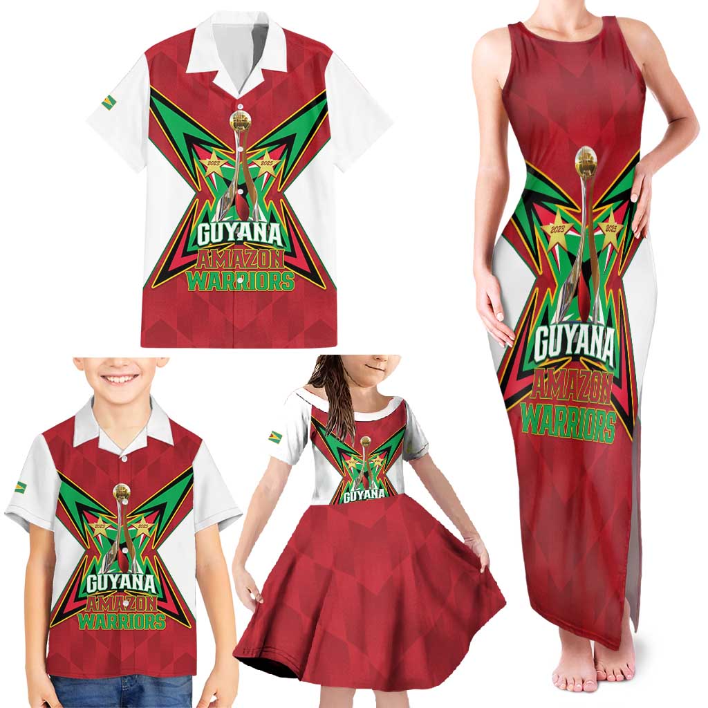 Amazon Warriors Guyana Cricket Custom Family Matching Tank Maxi Dress and Hawaiian Shirt 2025 2nd Champions Proud - Wonder Print Shop