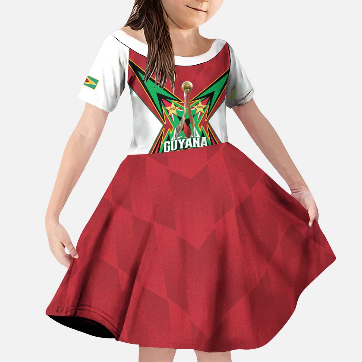 Amazon Warriors Guyana Cricket Custom Kid Short Sleeve Dress 2025 2nd Champions Proud - Wonder Print Shop
