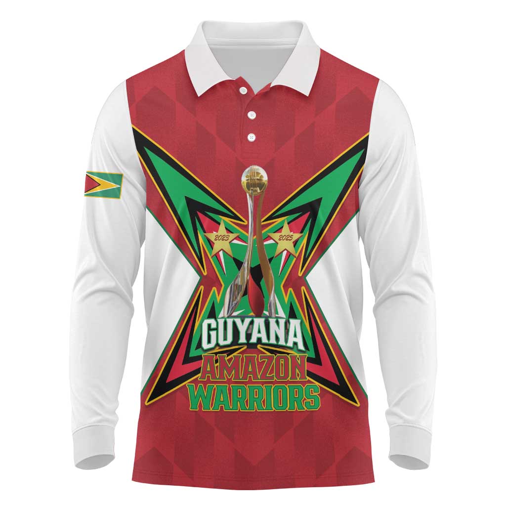 Amazon Warriors Guyana Cricket Custom Long Sleeve Polo Shirt 2025 2nd Champions Proud - Wonder Print Shop