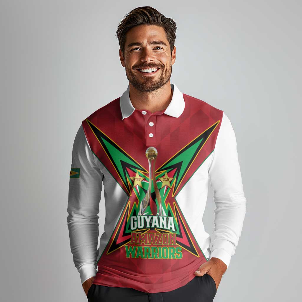 Amazon Warriors Guyana Cricket Custom Long Sleeve Polo Shirt 2025 2nd Champions Proud - Wonder Print Shop