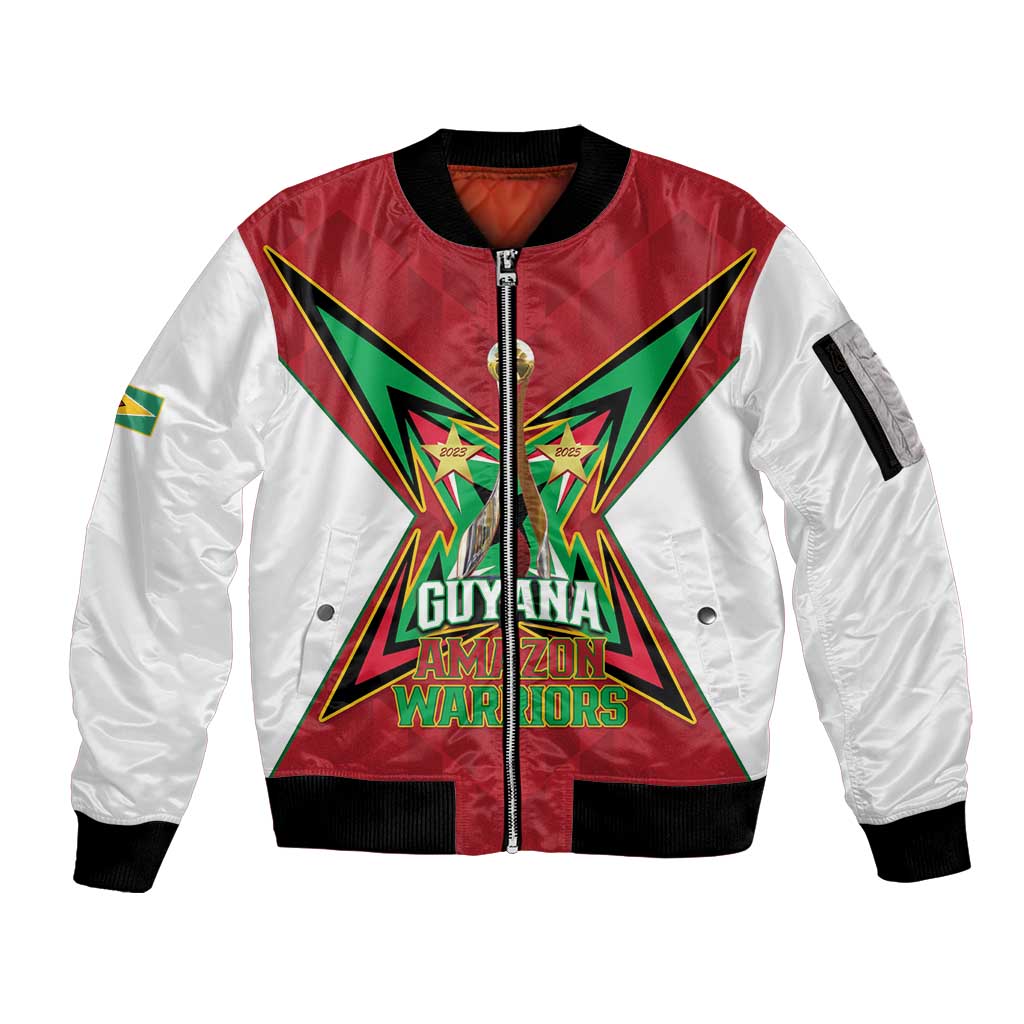 Amazon Warriors Guyana Cricket Custom Sleeve Zip Bomber Jacket 2025 2nd Champions Proud - Wonder Print Shop