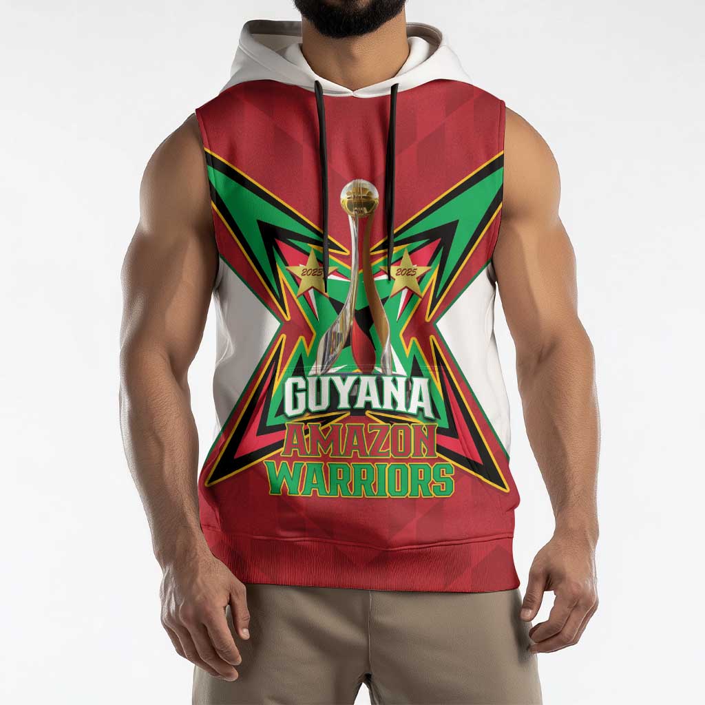 Amazon Warriors Guyana Cricket Custom Sleeveless Hoodie 2025 2nd Champions Proud - Wonder Print Shop