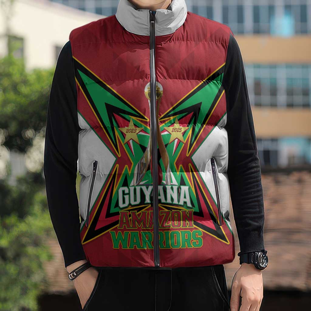 Amazon Warriors Guyana Cricket Custom Sleeveless Puffer Jacket 2025 2nd Champions Proud - Wonder Print Shop