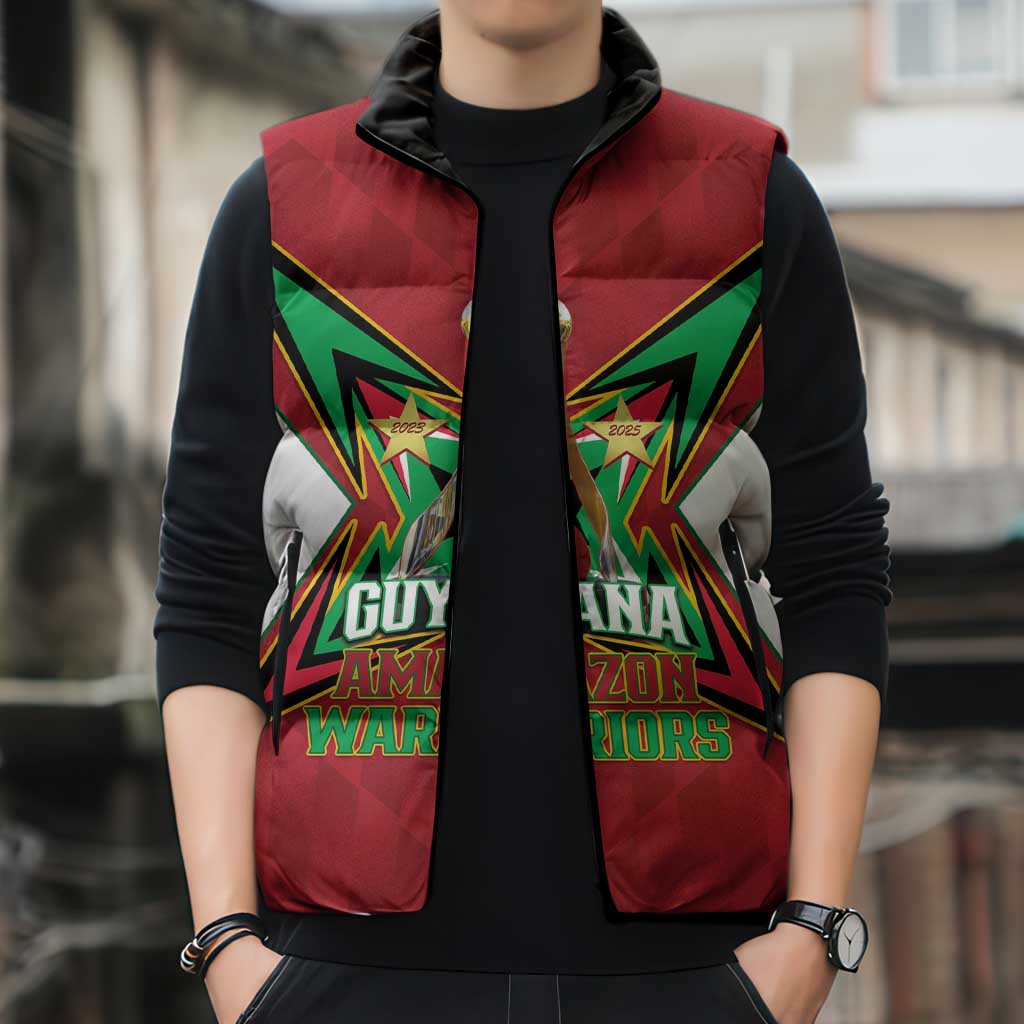 Amazon Warriors Guyana Cricket Custom Sleeveless Puffer Jacket 2025 2nd Champions Proud - Wonder Print Shop