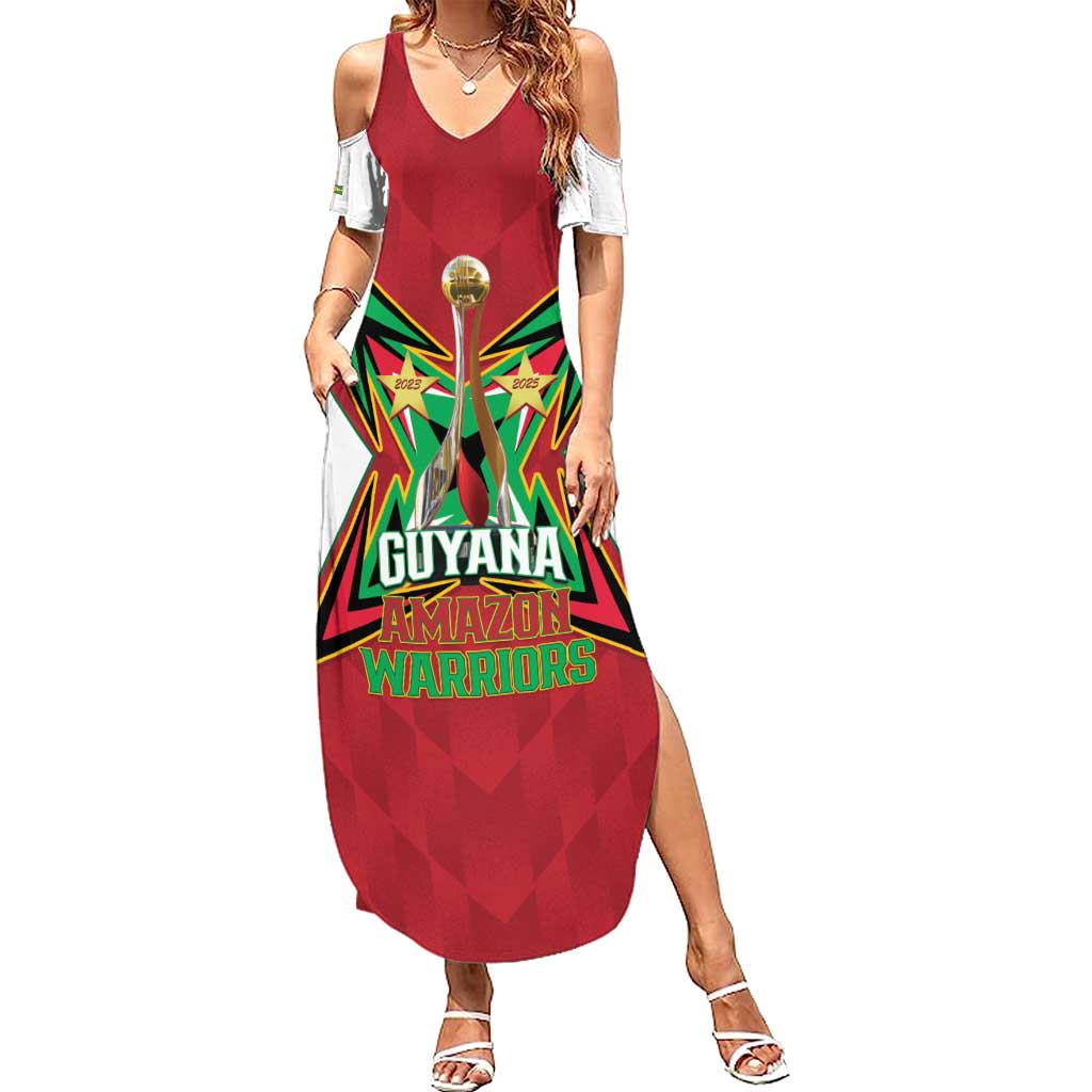 Amazon Warriors Guyana Cricket Custom Summer Maxi Dress 2025 2nd Champions Proud - Wonder Print Shop