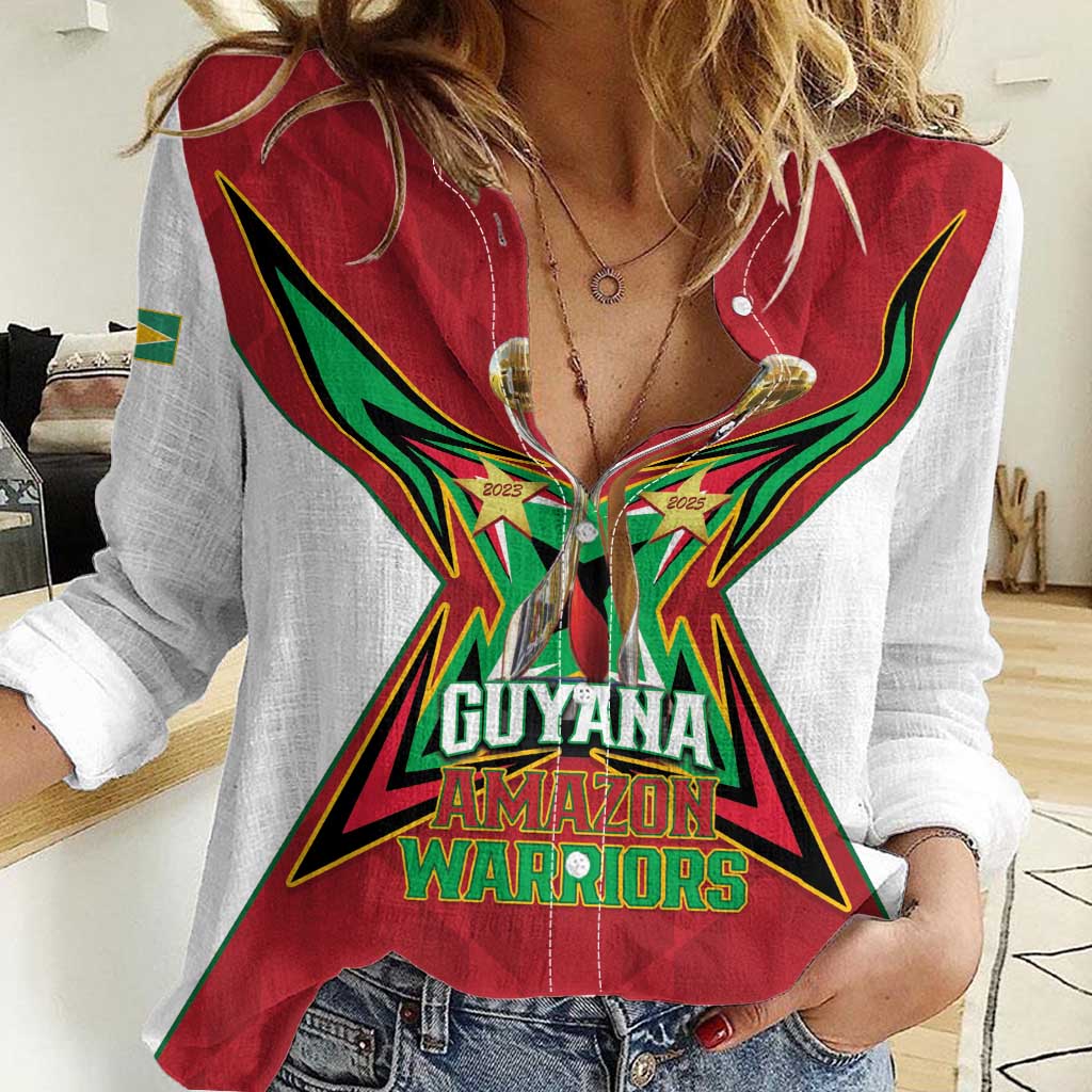 Amazon Warriors Guyana Cricket Custom Women Casual Shirt 2025 2nd Champions Proud - Wonder Print Shop