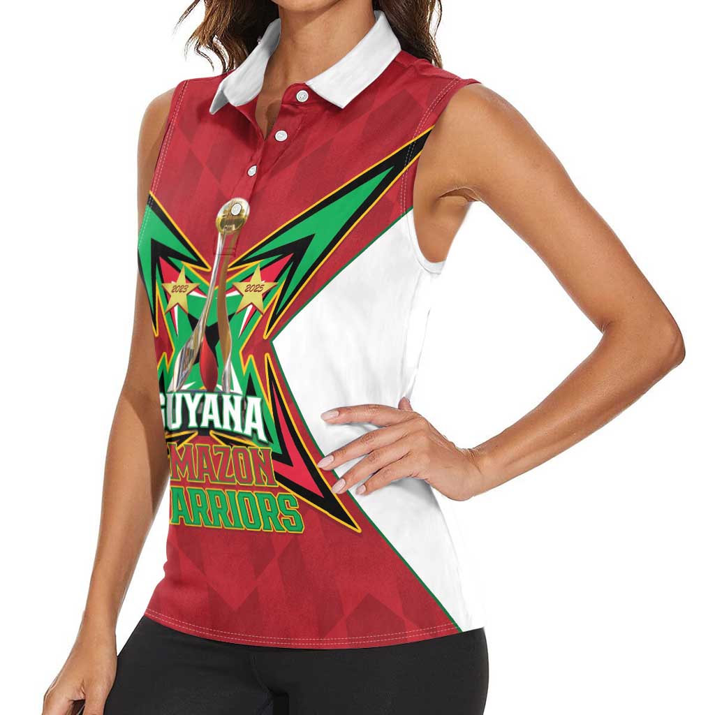 Amazon Warriors Guyana Cricket Custom Women Sleeveless Polo Shirt 2025 2nd Champions Proud - Wonder Print Shop