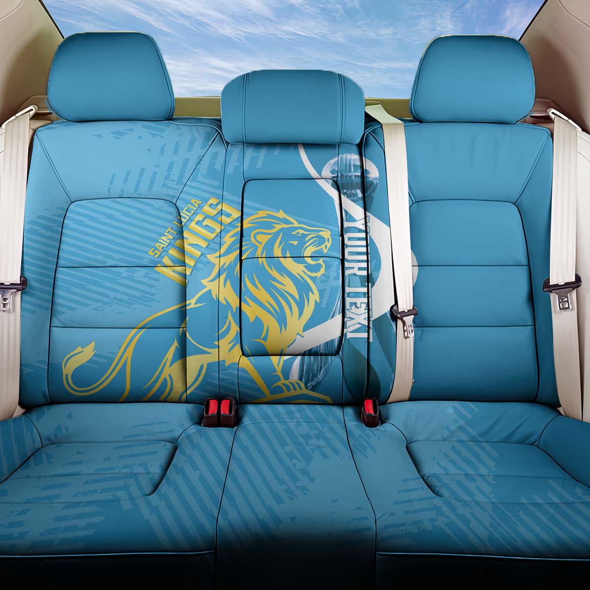 Saint Lucia Kings Cricket Custom Back Car Seat Cover 2025 2nd Champions Back To Back - Wonder Print Shop