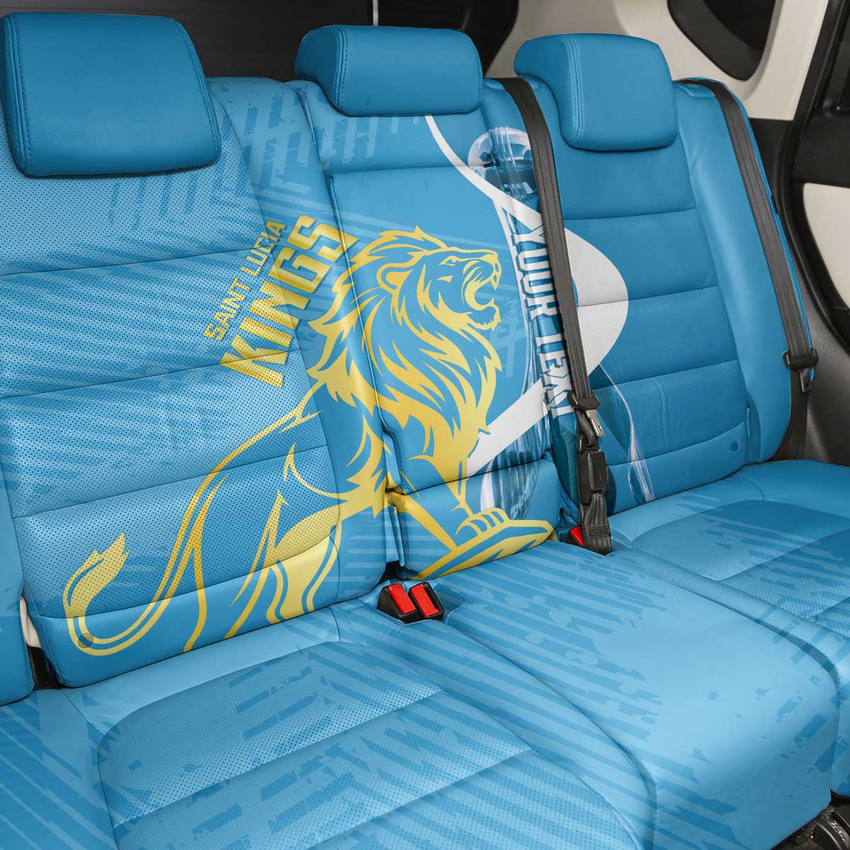 Saint Lucia Kings Cricket Custom Back Car Seat Cover 2025 2nd Champions Back To Back - Wonder Print Shop