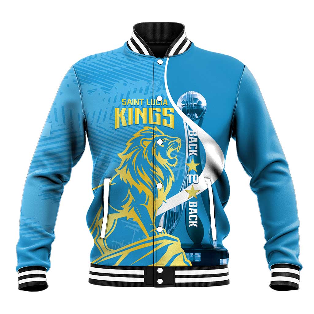 Saint Lucia Kings Cricket Custom Baseball Jacket 2025 2nd Champions Back To Back - Wonder Print Shop