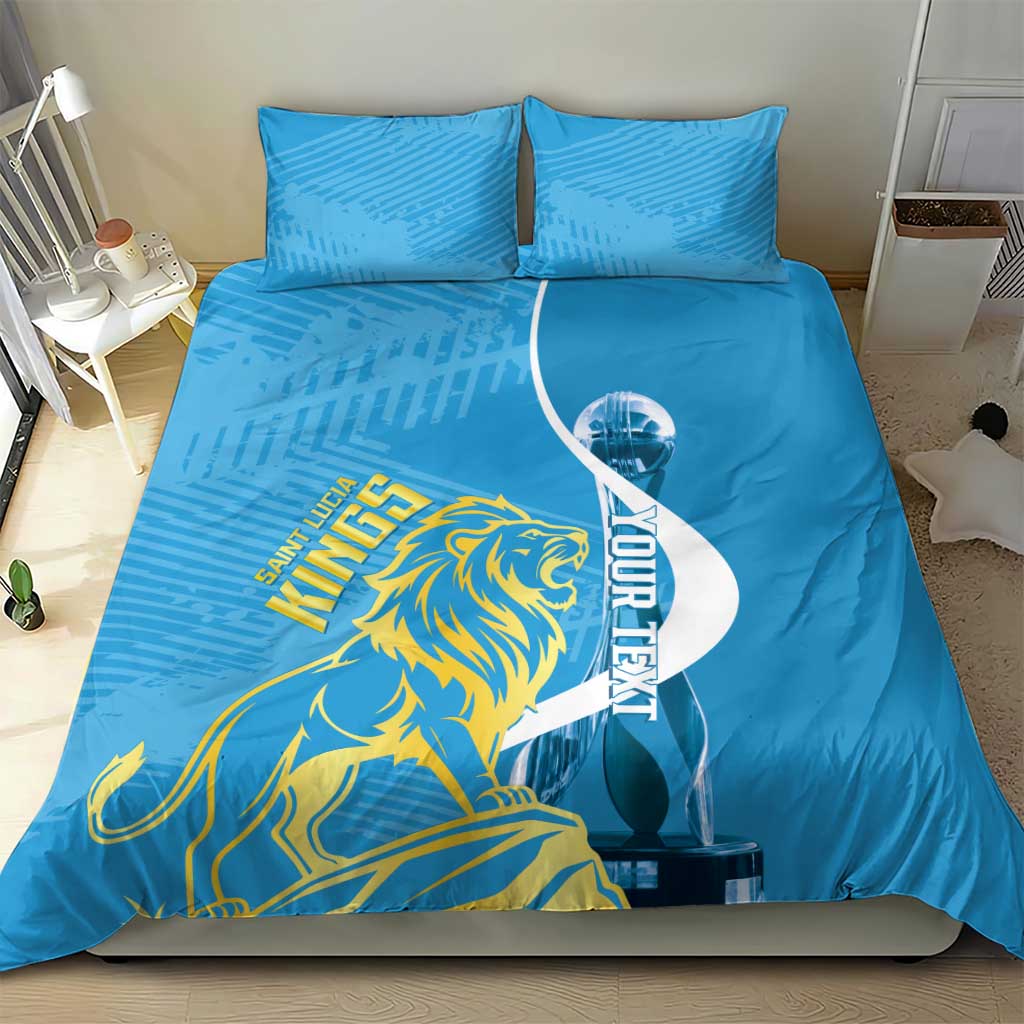 Saint Lucia Kings Cricket Custom Bedding Set 2025 2nd Champions Back To Back - Wonder Print Shop