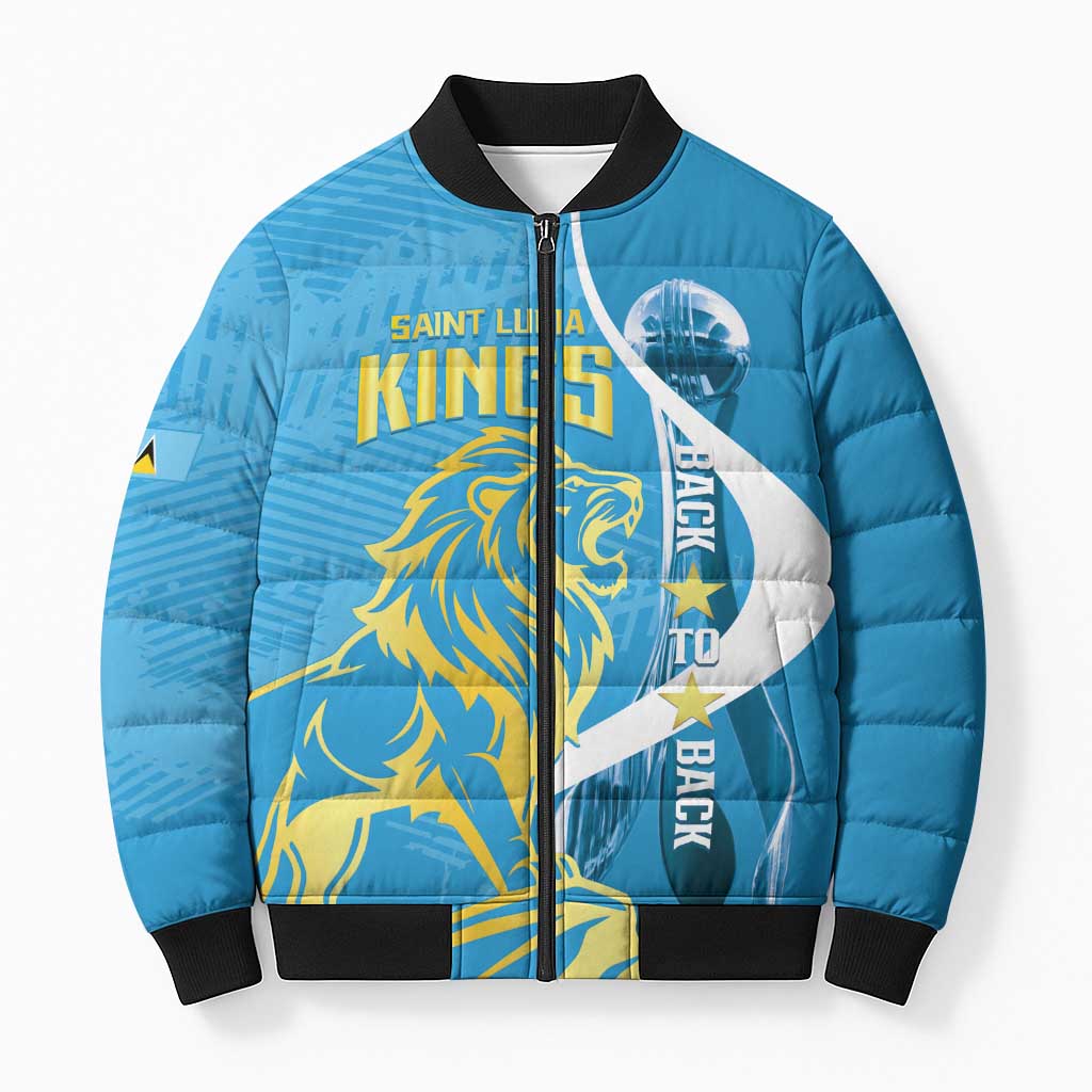 Saint Lucia Kings Cricket Custom Bomber Puffer Jacket 2025 2nd Champions Back To Back - Wonder Print Shop