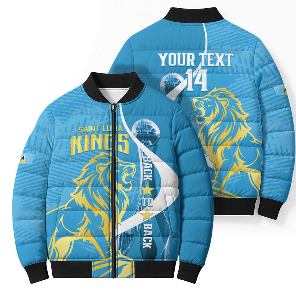 Saint Lucia Kings Cricket Custom Bomber Puffer Jacket 2025 2nd Champions Back To Back - Wonder Print Shop
