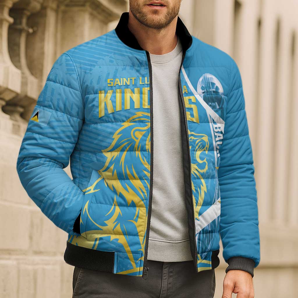 Saint Lucia Kings Cricket Custom Bomber Puffer Jacket 2025 2nd Champions Back To Back - Wonder Print Shop