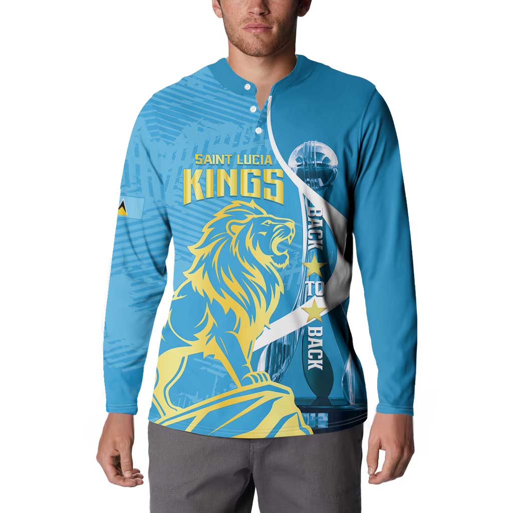 Saint Lucia Kings Cricket Custom Button Sweatshirt 2025 2nd Champions Back To Back - Wonder Print Shop
