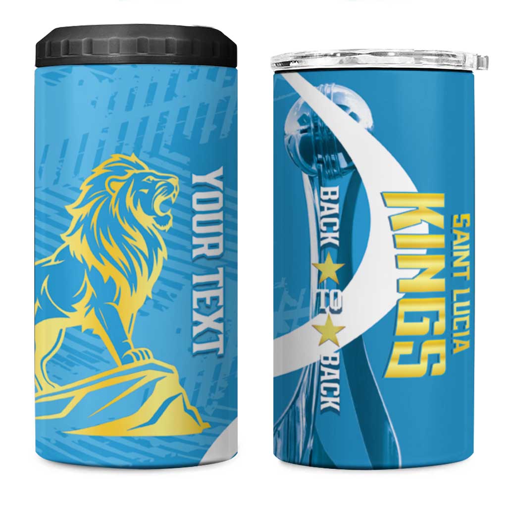 Saint Lucia Kings Cricket Custom 4 in 1 Can Cooler Tumbler 2025 2nd Champions Back To Back - Wonder Print Shop