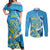 Saint Lucia Kings Cricket Custom Couples Matching Off Shoulder Maxi Dress and Long Sleeve Button Shirt 2025 2nd Champions Back To Back - Wonder Print Shop