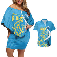 Saint Lucia Kings Cricket Custom Couples Matching Off Shoulder Short Dress and Hawaiian Shirt 2025 2nd Champions Back To Back - Wonder Print Shop