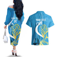 Saint Lucia Kings Cricket Custom Couples Matching Off The Shoulder Long Sleeve Dress and Hawaiian Shirt 2025 2nd Champions Back To Back - Wonder Print Shop