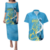 Saint Lucia Kings Cricket Custom Couples Matching Puletasi and Hawaiian Shirt 2025 2nd Champions Back To Back - Wonder Print Shop