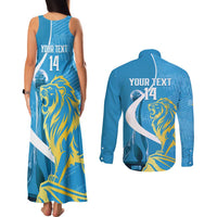 Saint Lucia Kings Cricket Custom Couples Matching Tank Maxi Dress and Long Sleeve Button Shirt 2025 2nd Champions Back To Back - Wonder Print Shop