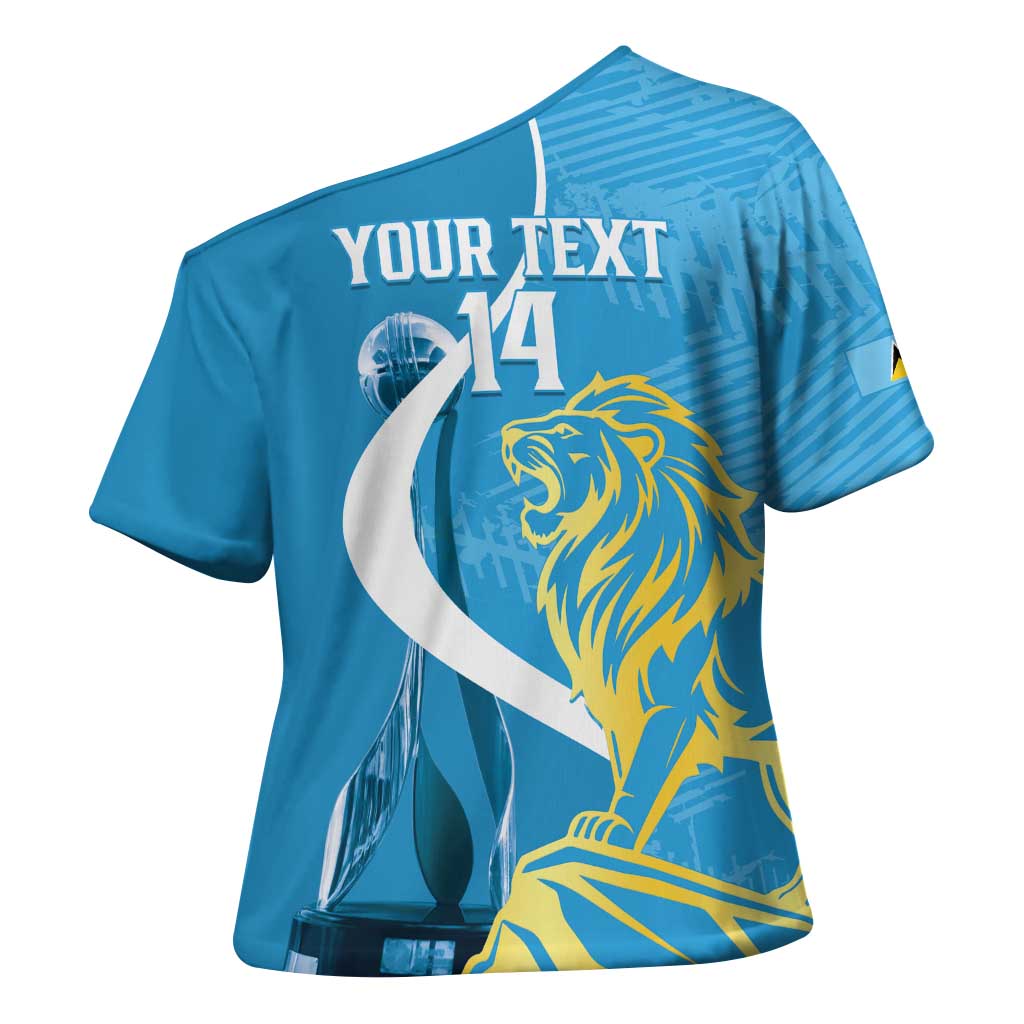 Saint Lucia Kings Cricket Custom Cross Shoulder Shirt 2025 2nd Champions Back To Back - Wonder Print Shop