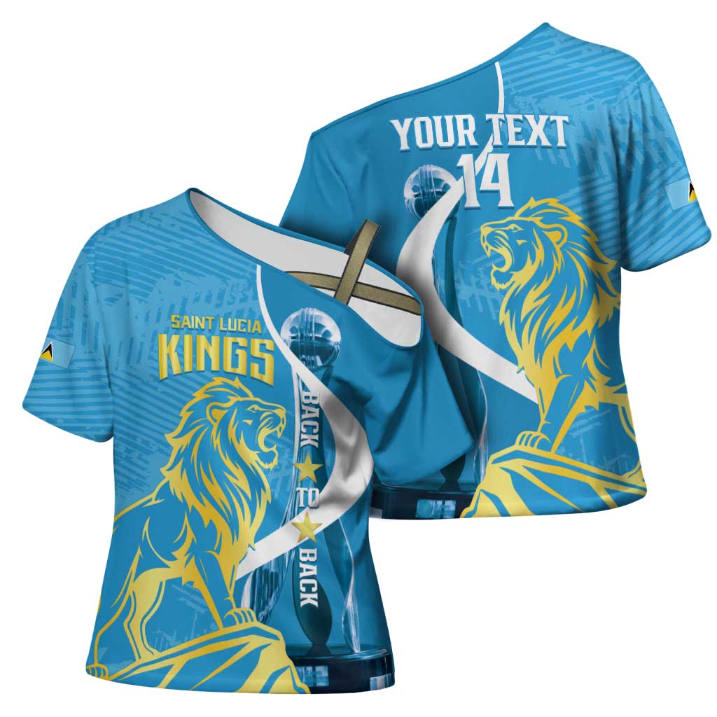 Saint Lucia Kings Cricket Custom Cross Shoulder Shirt 2025 2nd Champions Back To Back - Wonder Print Shop