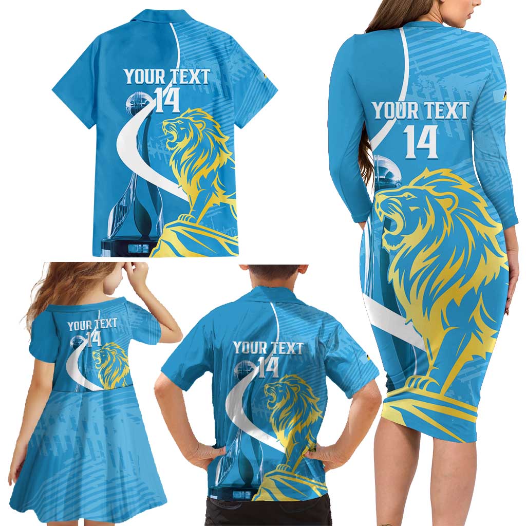 Saint Lucia Kings Cricket Custom Family Matching Long Sleeve Bodycon Dress and Hawaiian Shirt 2025 2nd Champions Back To Back - Wonder Print Shop
