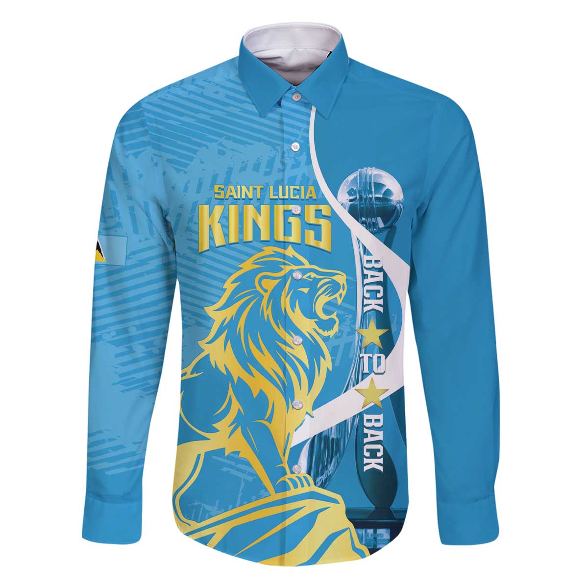 Saint Lucia Kings Cricket Custom Family Matching Off The Shoulder Long Sleeve Dress and Hawaiian Shirt 2025 2nd Champions Back To Back - Wonder Print Shop