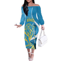 Saint Lucia Kings Cricket Custom Family Matching Off The Shoulder Long Sleeve Dress and Hawaiian Shirt 2025 2nd Champions Back To Back - Wonder Print Shop