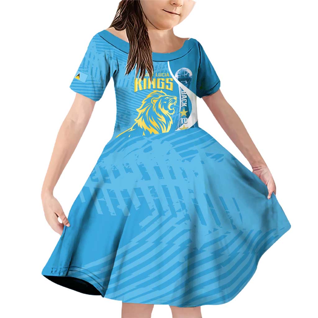 Saint Lucia Kings Cricket Custom Family Matching Off Shoulder Short Dress and Hawaiian Shirt 2025 2nd Champions Back To Back - Wonder Print Shop