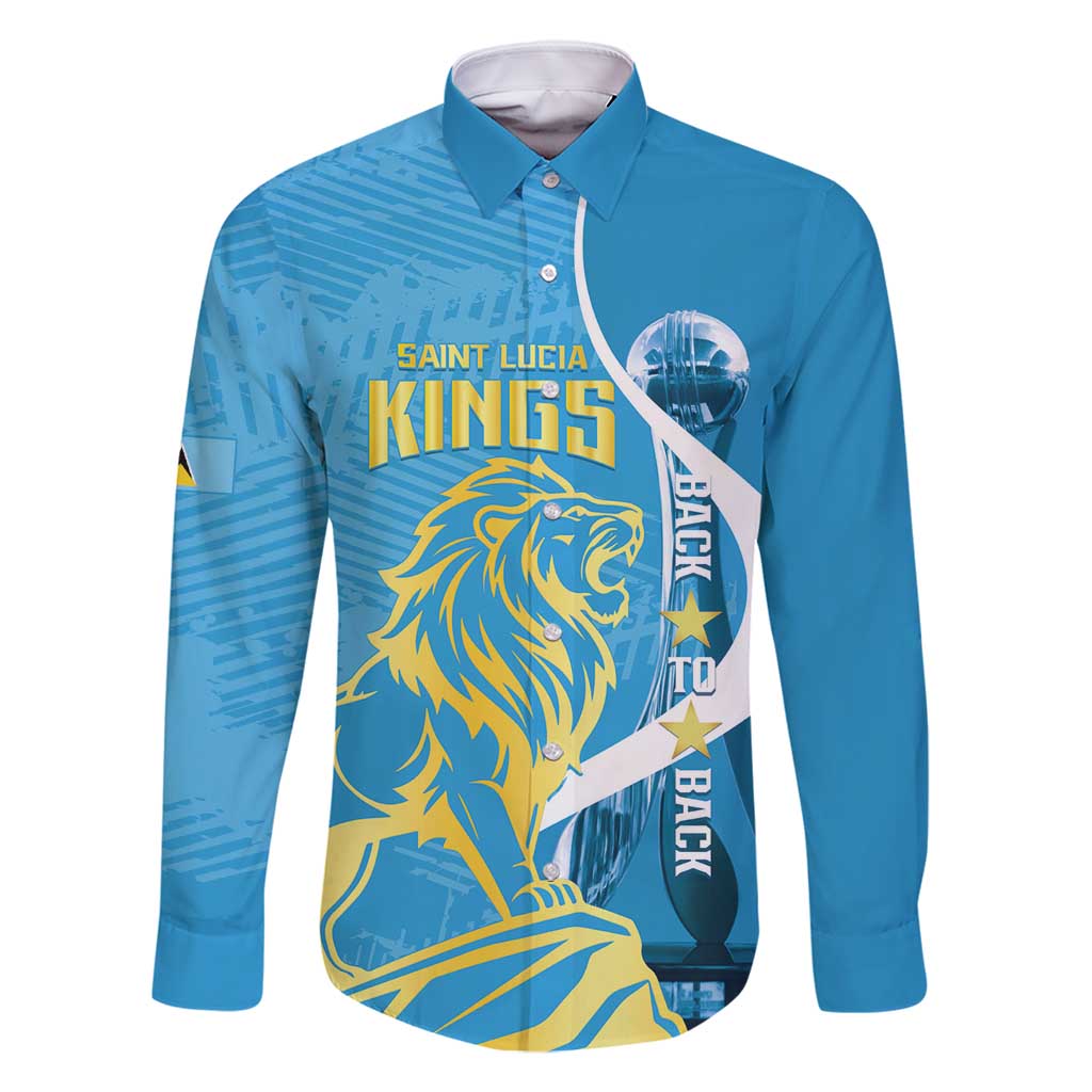 Saint Lucia Kings Cricket Custom Family Matching Off Shoulder Short Dress and Hawaiian Shirt 2025 2nd Champions Back To Back - Wonder Print Shop