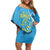 Saint Lucia Kings Cricket Custom Family Matching Off Shoulder Short Dress and Hawaiian Shirt 2025 2nd Champions Back To Back - Wonder Print Shop