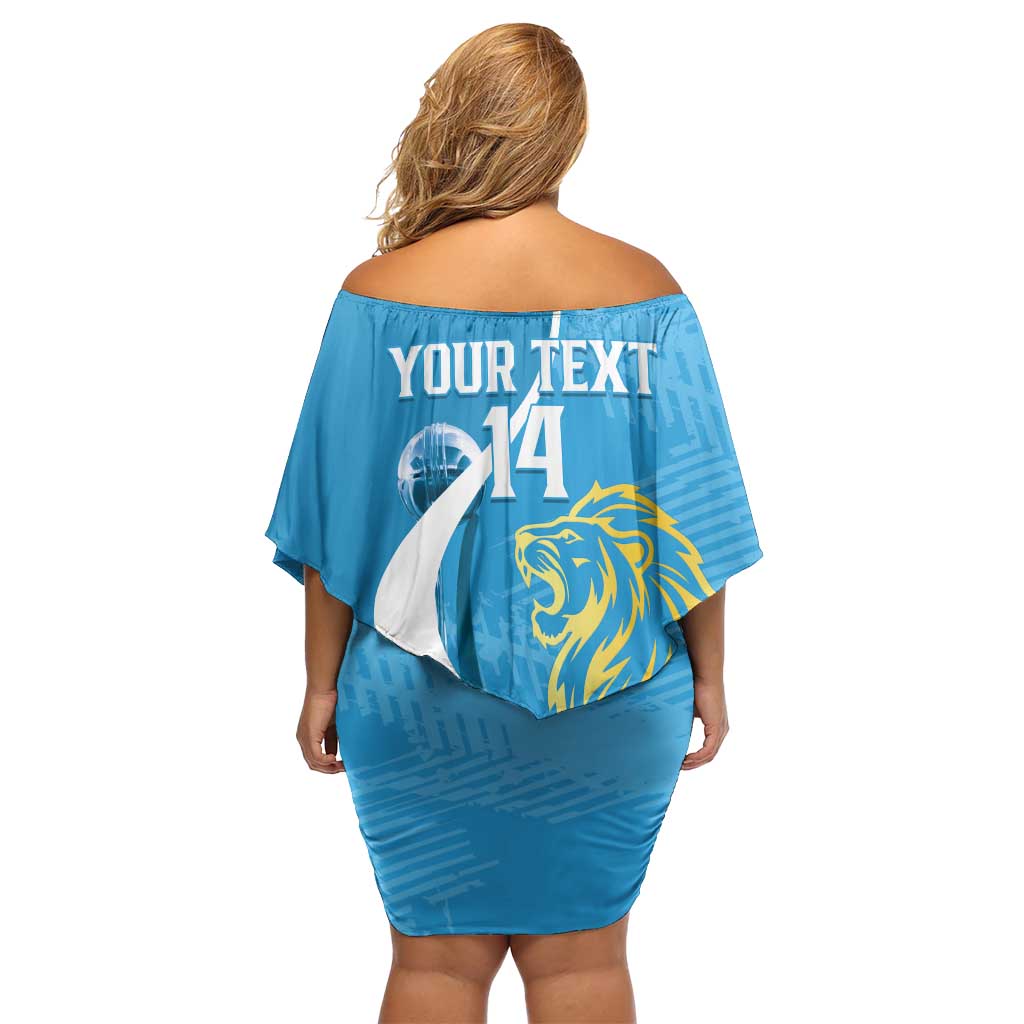 Saint Lucia Kings Cricket Custom Family Matching Off Shoulder Short Dress and Hawaiian Shirt 2025 2nd Champions Back To Back - Wonder Print Shop