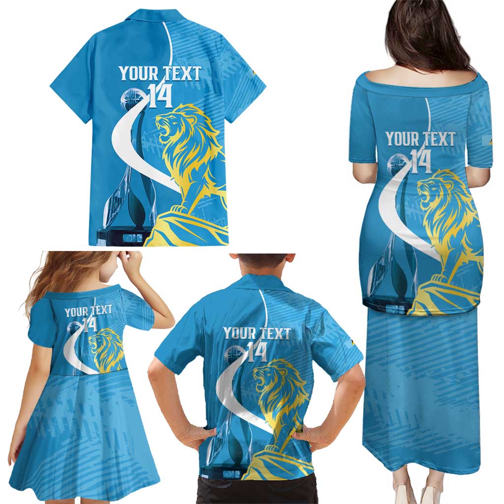 Saint Lucia Kings Cricket Custom Family Matching Puletasi and Hawaiian Shirt 2025 2nd Champions Back To Back - Wonder Print Shop