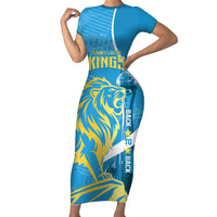 Saint Lucia Kings Cricket Custom Family Matching Short Sleeve Bodycon Dress and Hawaiian Shirt 2025 2nd Champions Back To Back - Wonder Print Shop