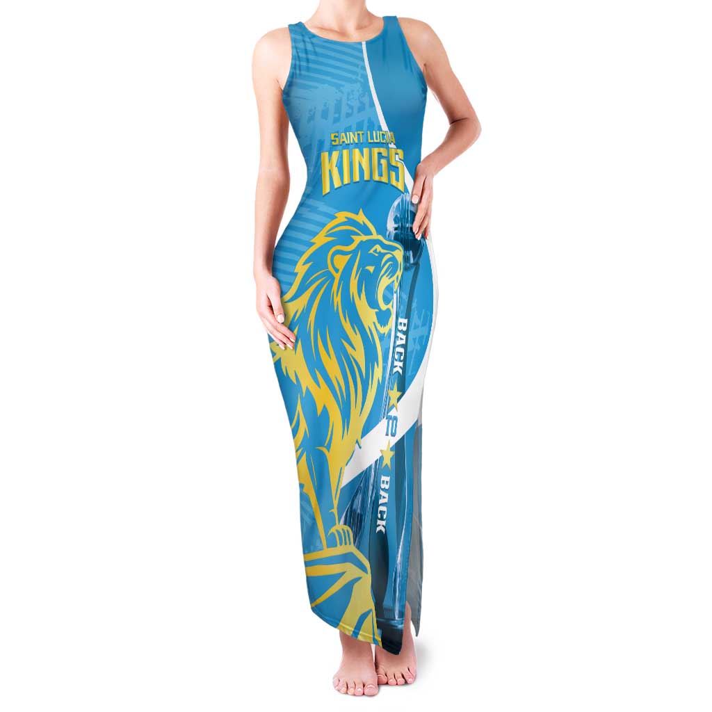 Saint Lucia Kings Cricket Custom Family Matching Tank Maxi Dress and Hawaiian Shirt 2025 2nd Champions Back To Back - Wonder Print Shop